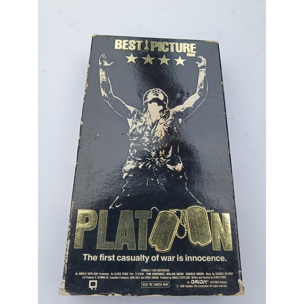 HBO Video Platoon VHS (1986) R Full Screen Former Rental War Drama Stone